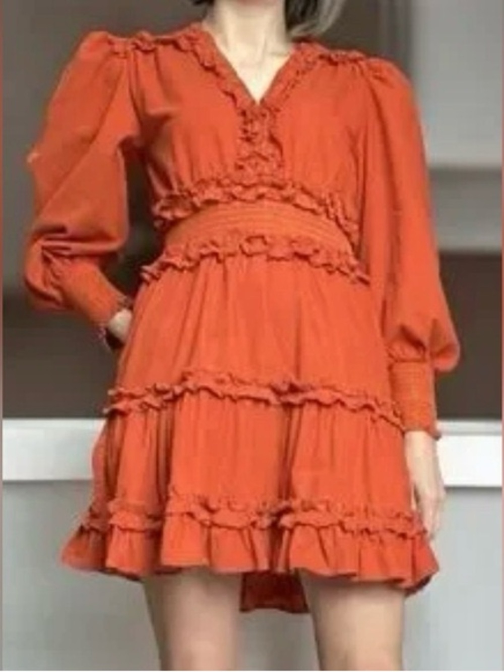 NWT House of Harlow by Nicole Richie Elegant Rust Tone Ruffle Mini Dress Small